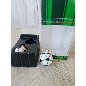 Ksa Kurt Adler soccer ball glass ornament sport vintage Xmas tree set